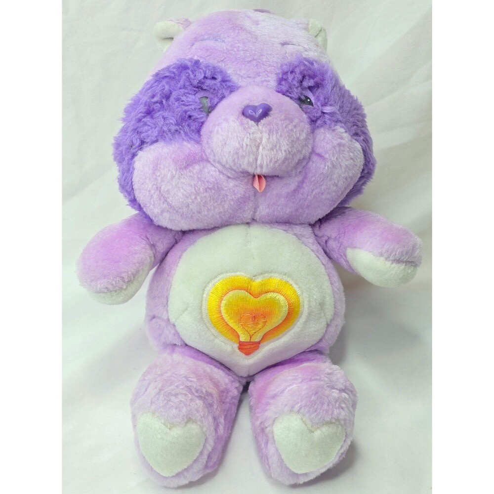 Vintage 1984 Kenner Care Bears Cousins Bright Heart Raccoon Plush Purple